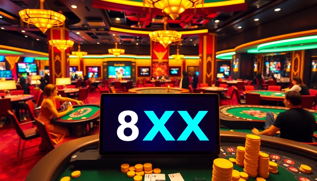 Experience the thrill of gaming at 8XX casino with luxury tables and vibrant atmosphere.