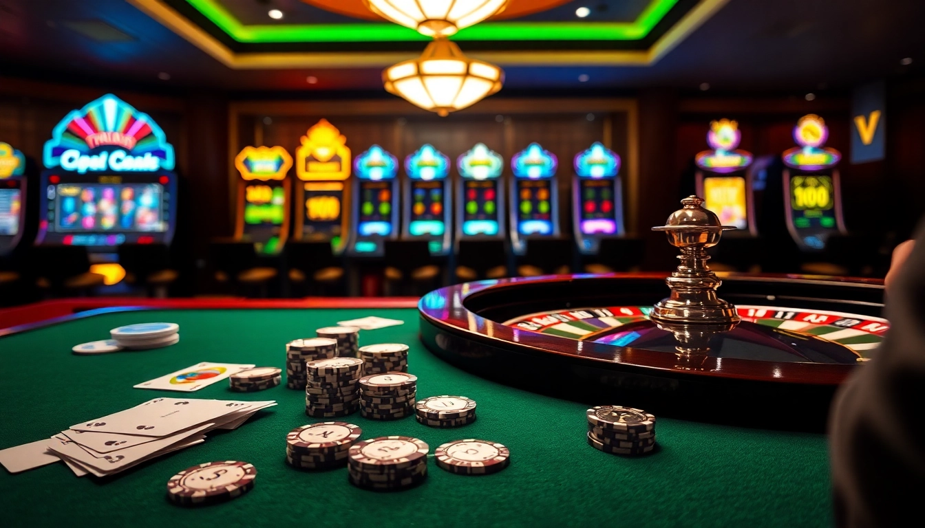 Engaged players strategizing at the RR88 casino table with poker chips and a roulette wheel.