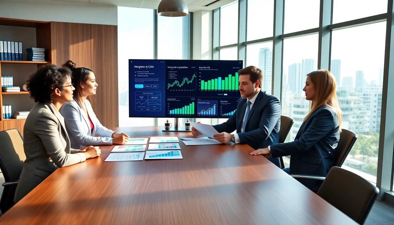 Mergers and acquisitions in the US discussed by diverse professionals in a modern Miami office setting.