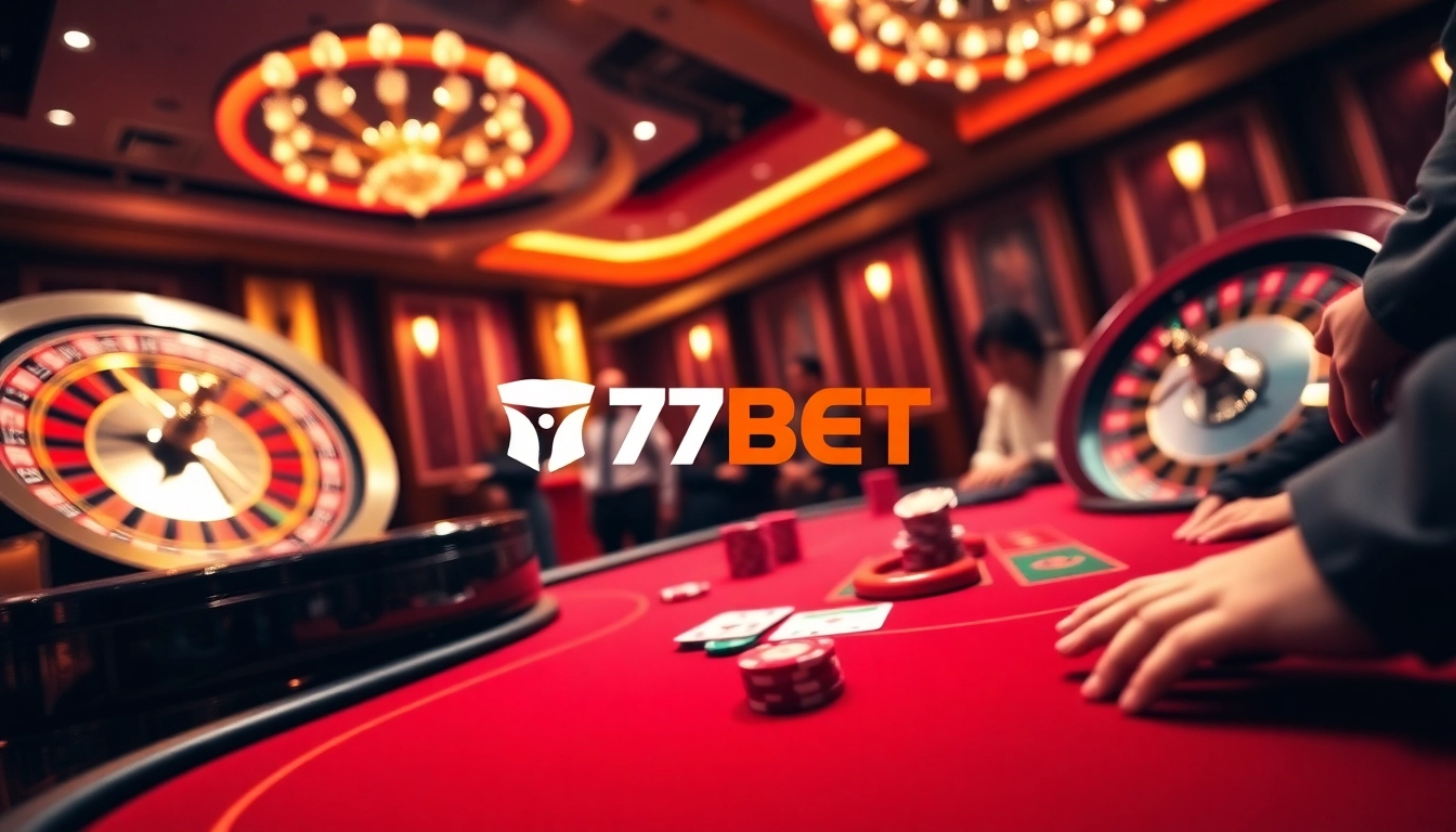 Experience the thrill of gaming at 77BET with vibrant casino tables and exciting gameplay.