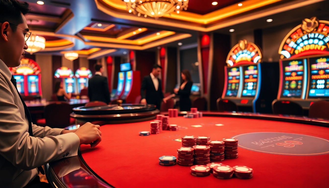 Engaged players enjoying a thrilling game at the luxurious bangsawan88 casino.