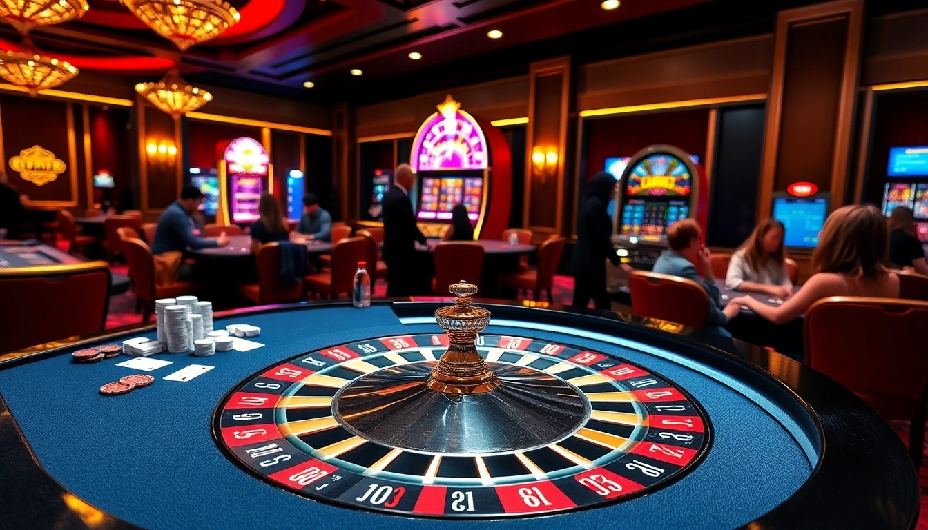 Players enjoying a thrilling game at Jun88 online casino with roulette and poker chips.