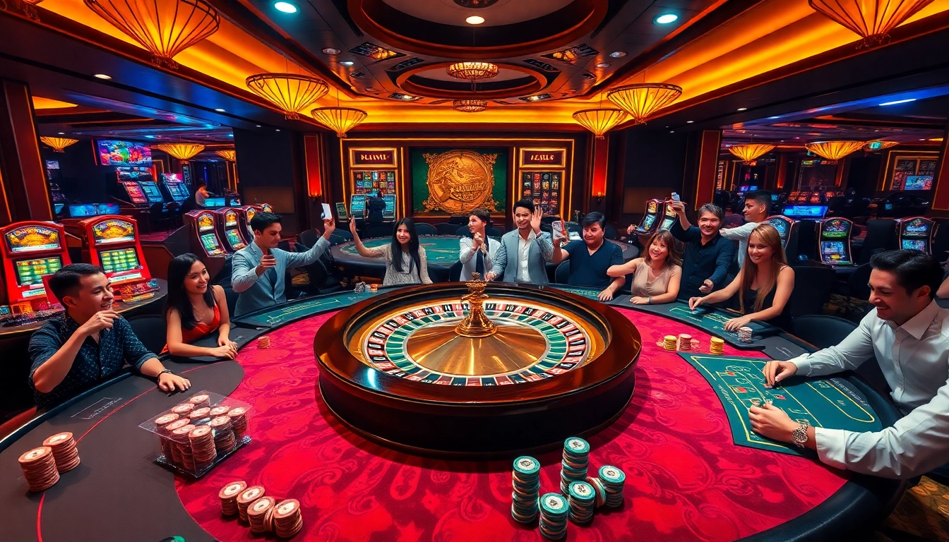Engaging players experiencing excitement at kbbet casino tables with roulette and blackjack.