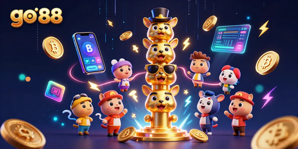 Spin with go 88 in a vibrant casino scene featuring unique 3D elements and characters.