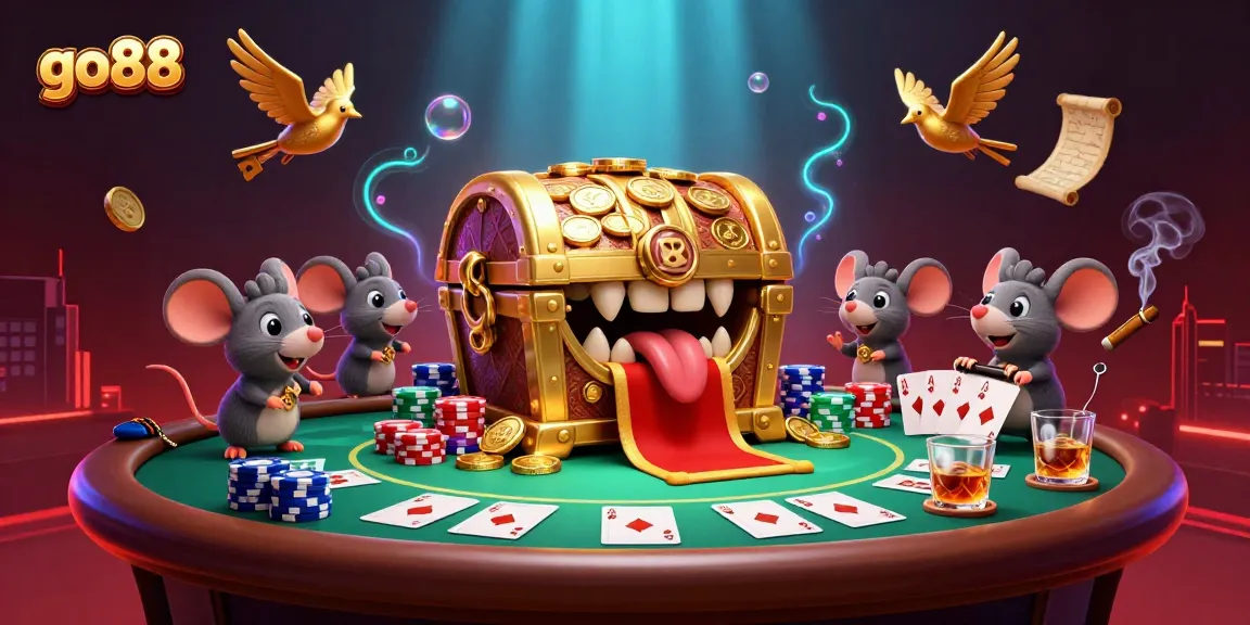 Engage in thrilling poker gameplay at go88 featuring treasure, chips, and cards