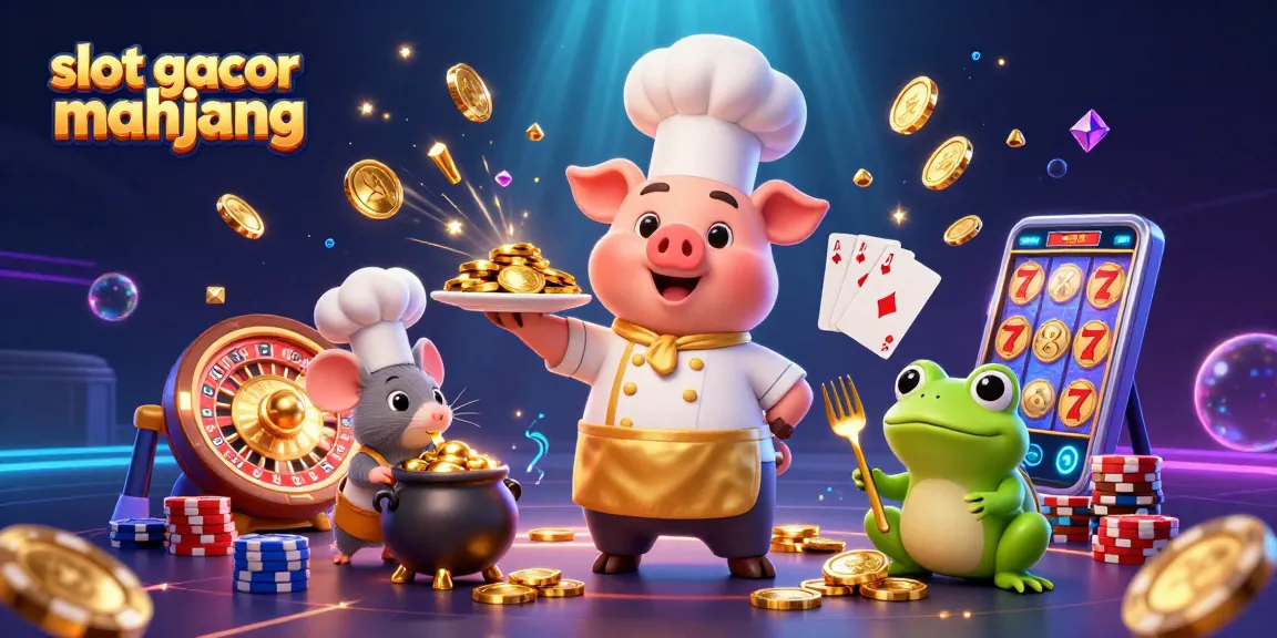 Engage in slot gacor mahjong with vibrant casino imagery featuring gold coins and dynamic characters.