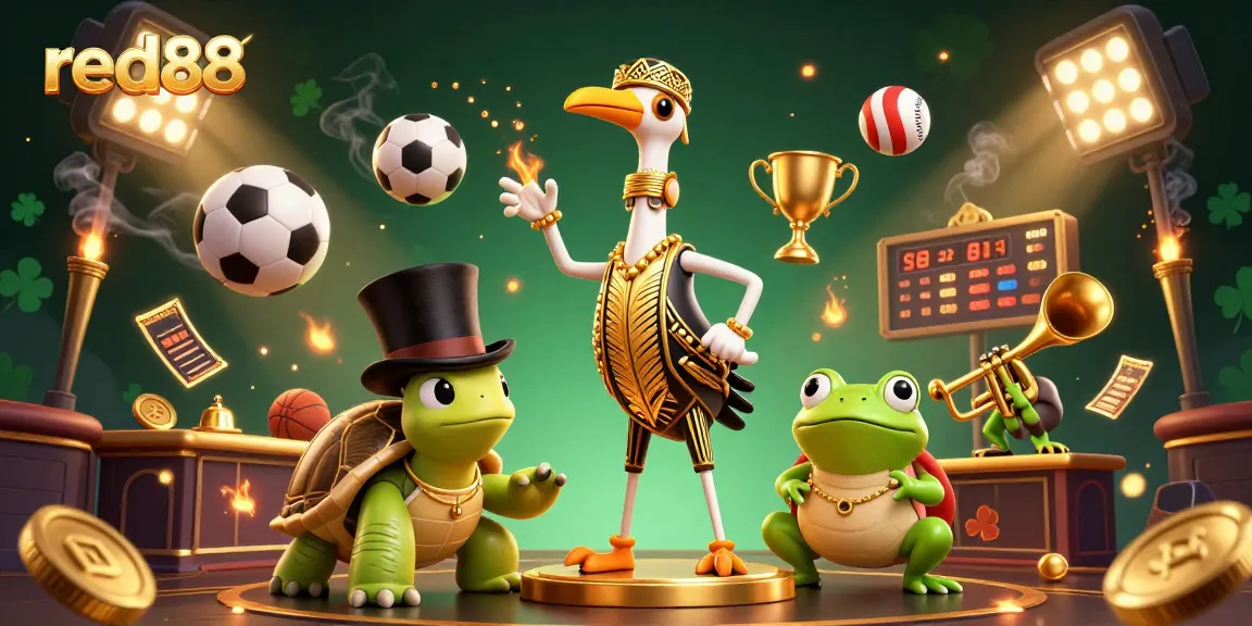 Experience thrilling moments at red88 with lively cartoon characters and vibrant casino elements.