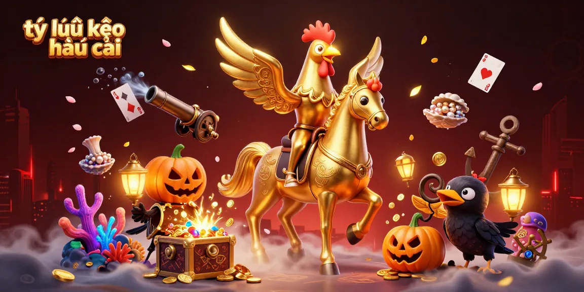 Engage with the vibrant tỷ lệ kèo nhà cái scene featuring a golden rooster in a casino, highlighting betting excitement.