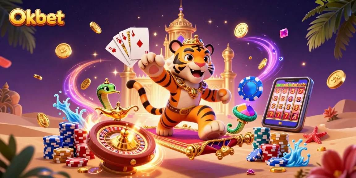 Oxbet's vibrant casino adventure with a tiger sultan, golden coins, and spinning roulette.