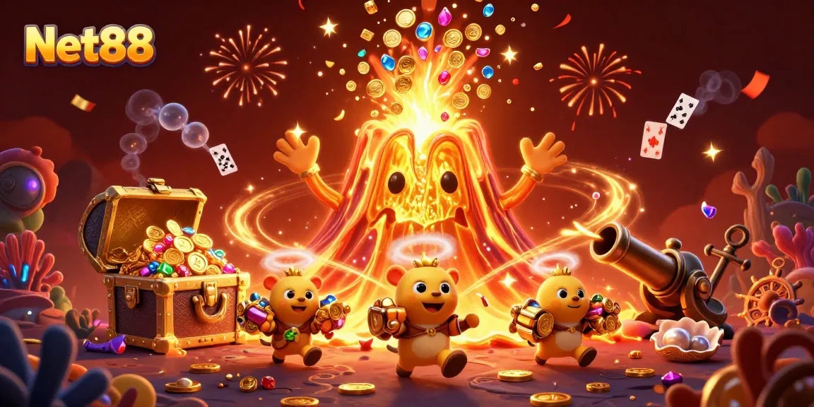 Experience winning thrills with Net88 in a vibrant casino-themed 3D illustration.