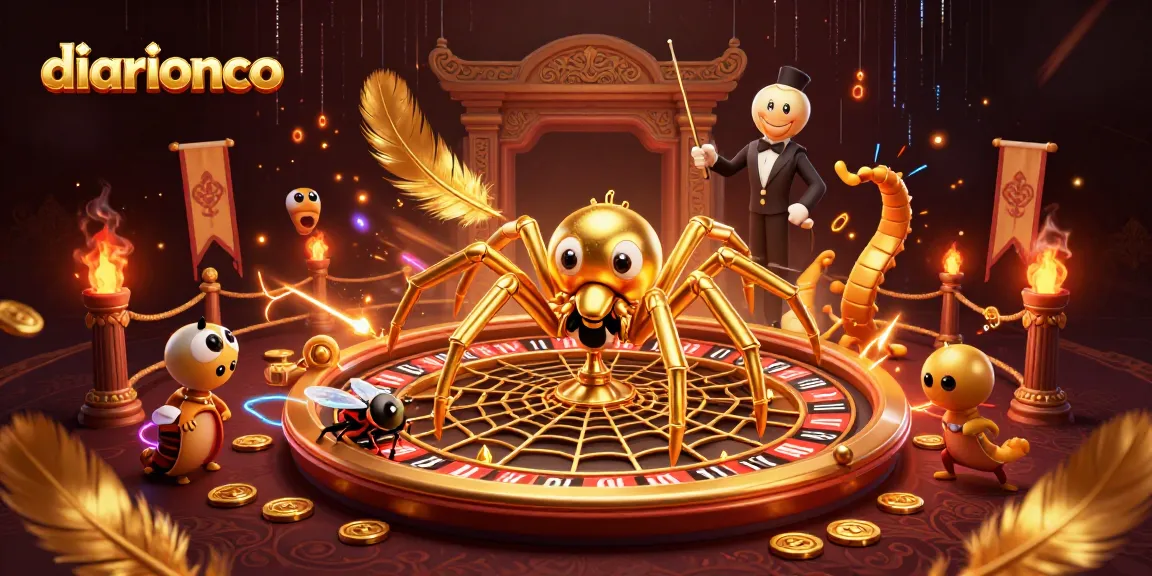 Place your bets with diarionco in a dynamic casino scene showcasing a golden spider and rich gaming elements.