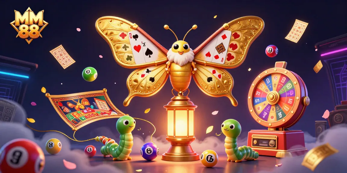 Experience the thrill of MM 88 with a colorful array of lottery balls and vibrant casino elements.