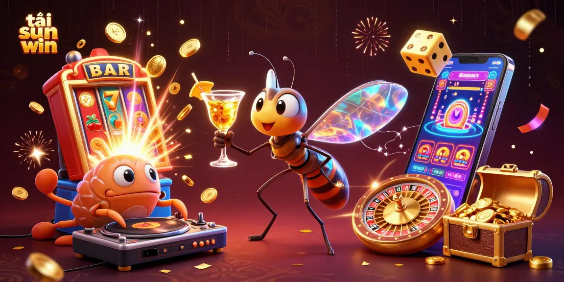 Experience excitement in tải sun win with vibrant casino elements and characters.