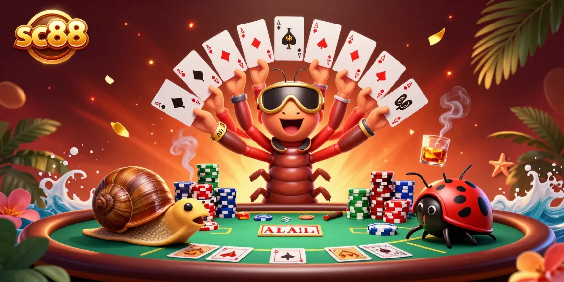 sc88 casino scene featuring a millipede dealer, chip stacks, and exciting game elements.