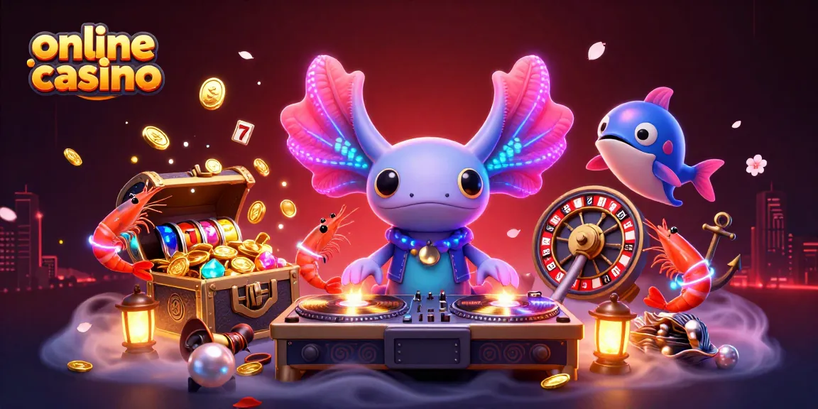 Engage in an animated underwater world showcasing an online casino scene with vibrant characters.