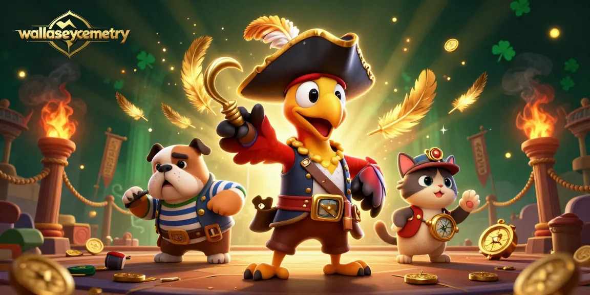 Bet and win at wallaseycemetery casino with vibrant characters and golden tokens.